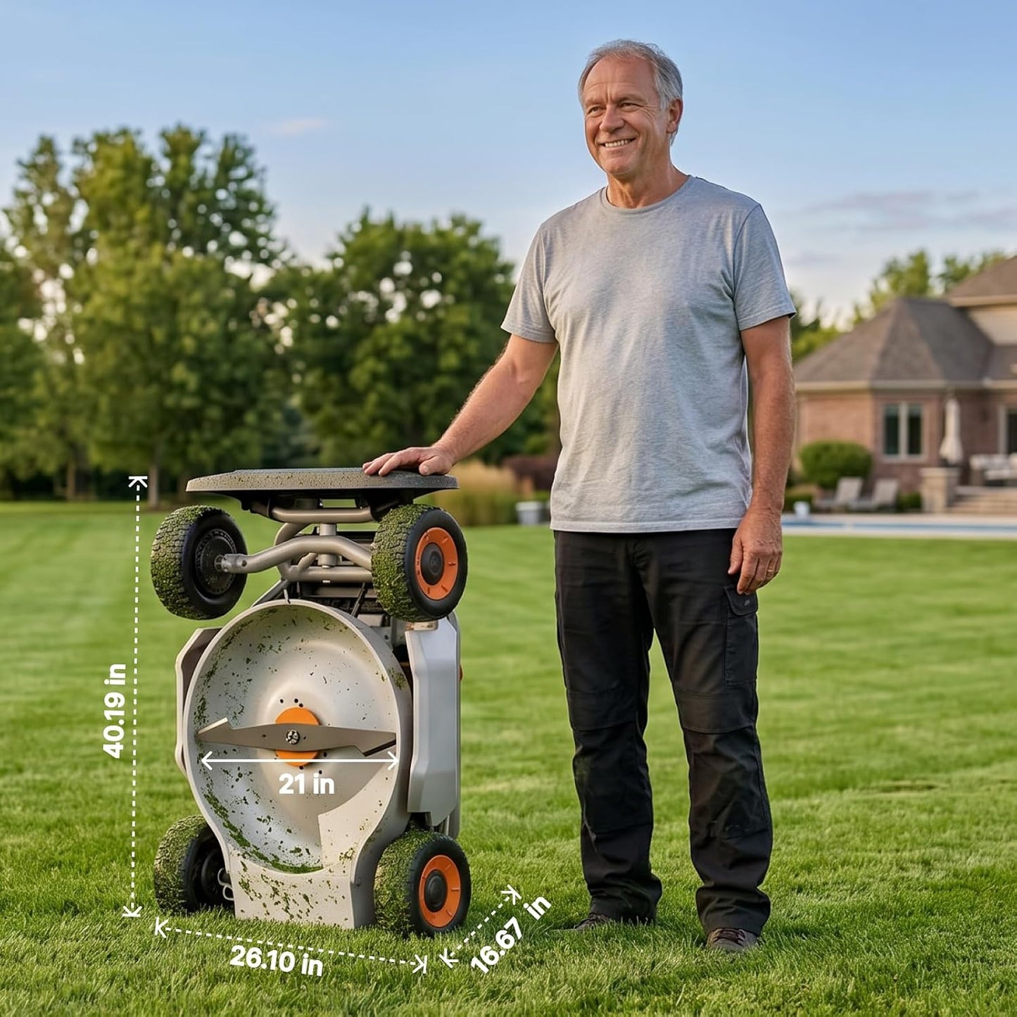 S1 4WD 18Ah Remote Control Lawn Mower, All-Season Yard Care, 75% (37°) Slope Climbing, 21" Cutting Width, 1.5–4.3" Adjustable Cutting Height, up to 1.12 Acres