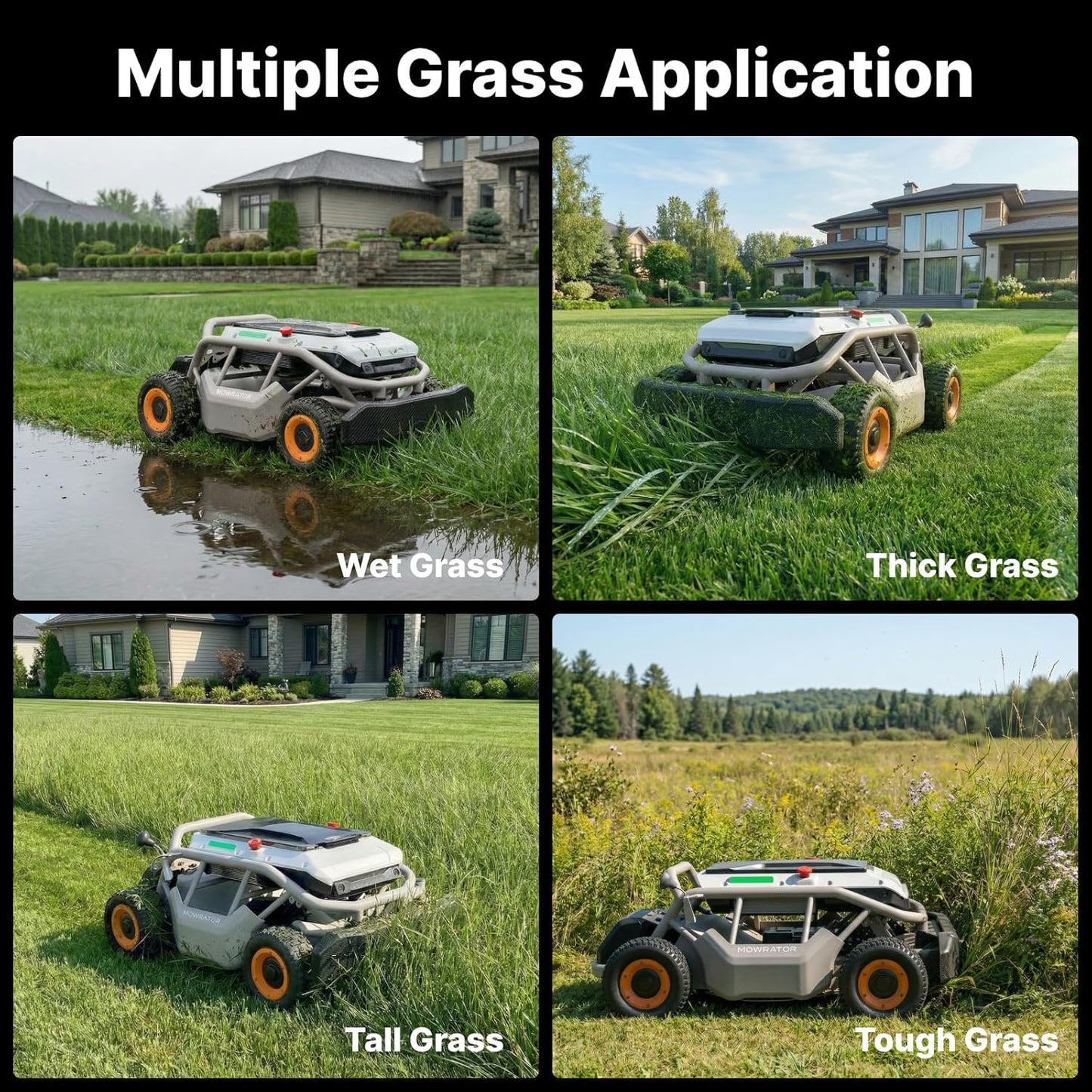 S1 4WD 18Ah Remote Control Lawn Mower, All-Season Yard Care, 75% (37°) Slope Climbing, 21" Cutting Width, 1.5–4.3" Adjustable Cutting Height, up to 1.12 Acres